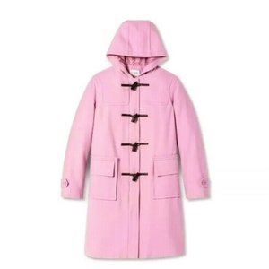 Isaac Mizrahi Hooded Duffle Wool Long Coat - Pink
